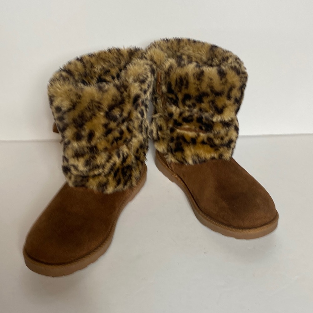 Makalu California Girls Faux Fur Cheetah Print Boots Size 1